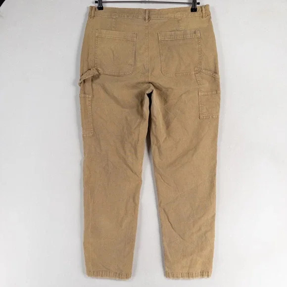 American Eagle Pants 16 LONG Tan High Rise Straight Carpenter Canvas Stretch - Picture 3 of 10